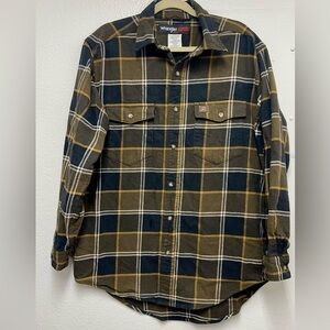 Wrangler RIGGS Workwear Plaid Flannel Shirt Men’s L 100% Cotton